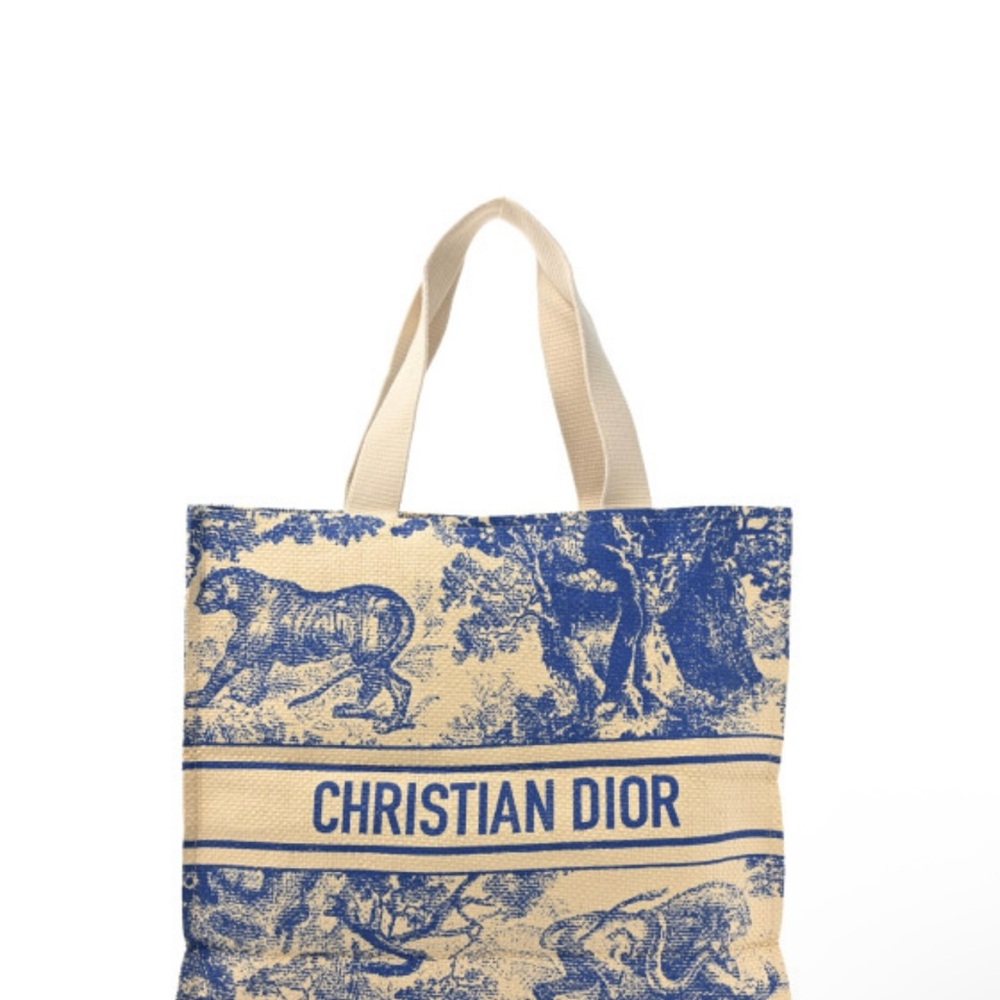 Dior Beige and Blue Animal Print Tote